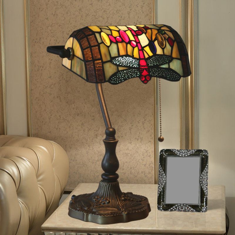 Mesa Mediterranean Dragonfly/Red Dragonfly Table Light 1 Light Glass Glass Nightsing en bronce para el dormitorio