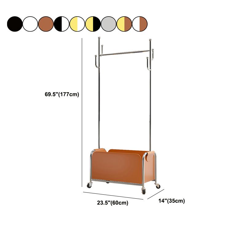 Glam Coat Hanger Metal Frame Free Standing PU Leather Basket Coat Rack with Shelves