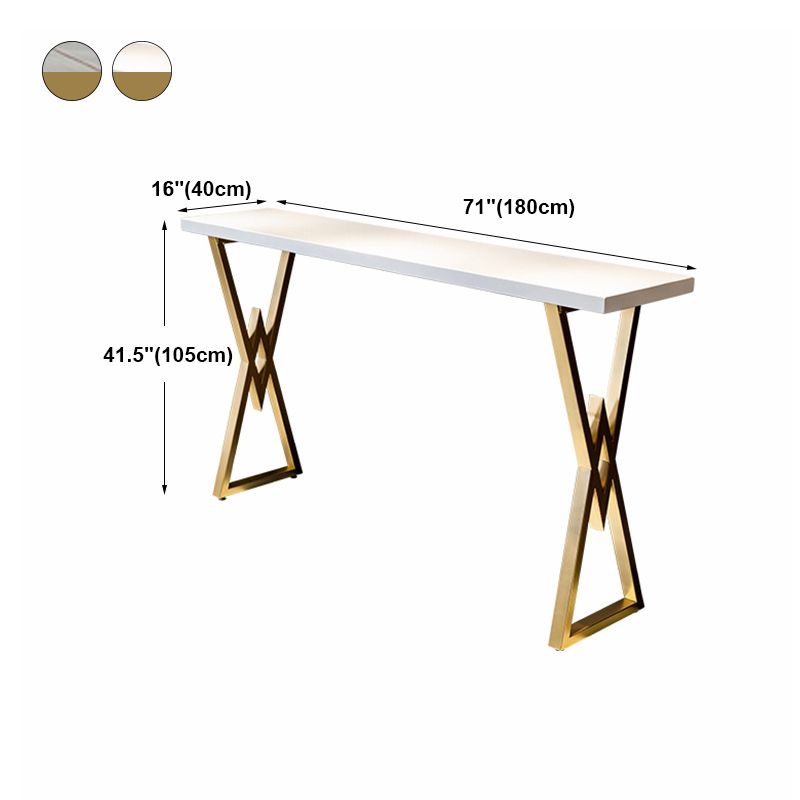 Glam Marble Bar Table with Rectangle Table Top Gold Double Pedestal Table - 42" H