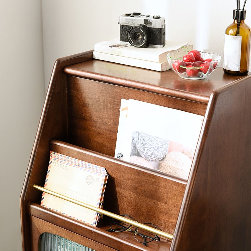 Modern Style Rubber Wood Storage Sideboard Cabinet with Glass Doors