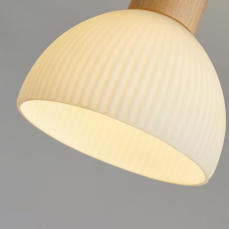 Wood Flush Mount Lighting Modern White Shaded Ceiling Light for Home