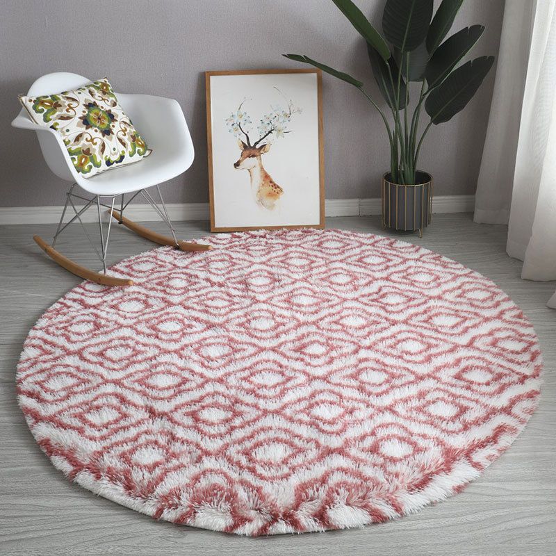 Simple Geometric Round Rug Indoor Rug Easy Care Pet Friendly Carpet for Bedroom