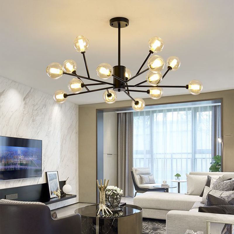 Modern Iron Geometry Hanging Lamp American Style Chandelier Light for Bedroom