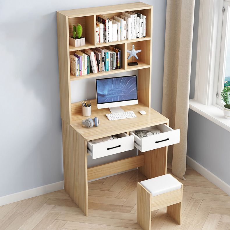 Contemporary Writing Desk with Drawer and Storage Shelves for Home