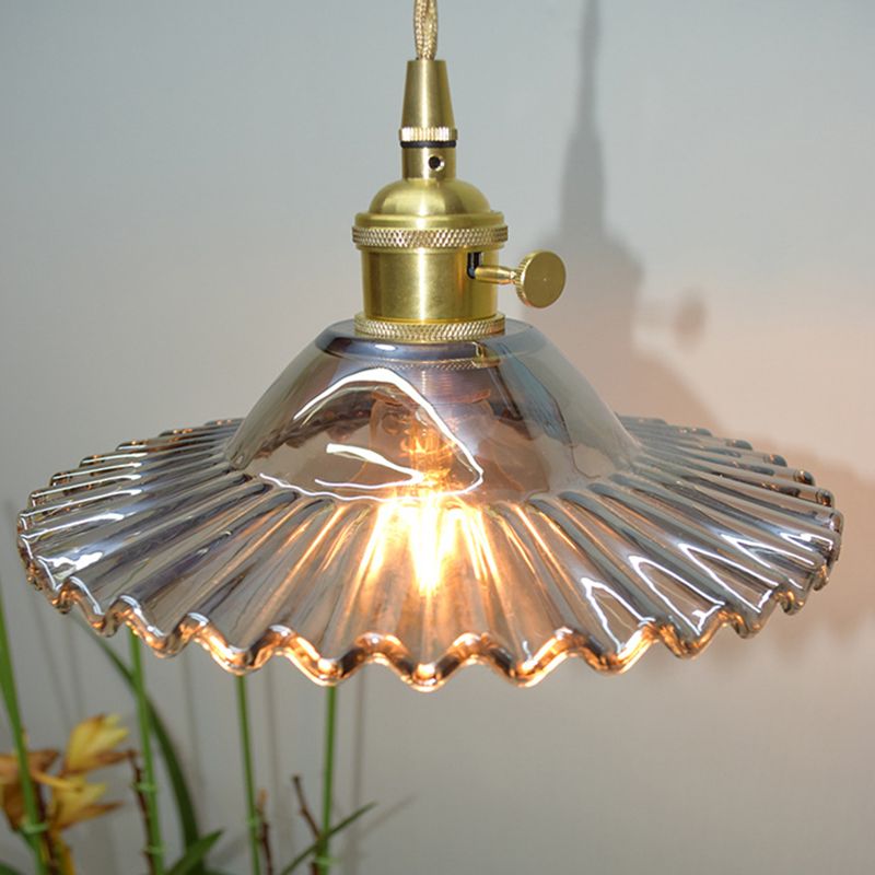 1 Light Flared Hanging Ceiling Lights Industrial Style Glass Pendant for Clothing Store