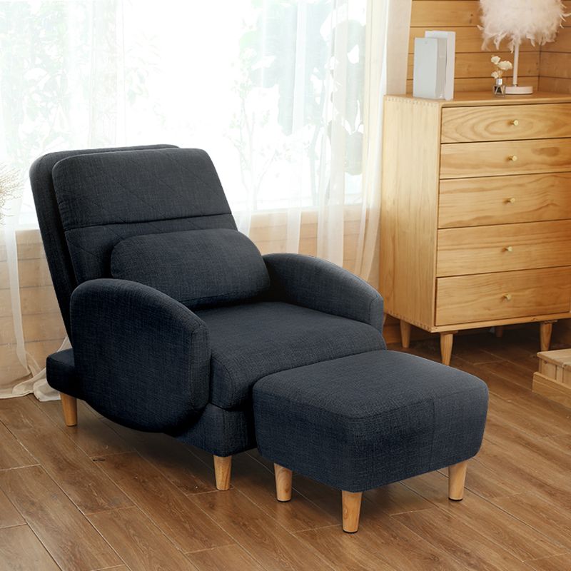 Linen Standard Recliner with Extended Footrest and Removable Cushions