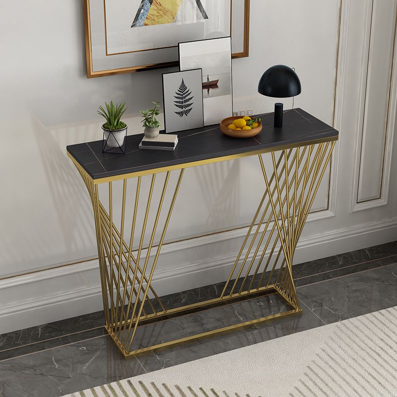 31.5" Tall Glam Console Table Stone Rectangle End Table for Hall