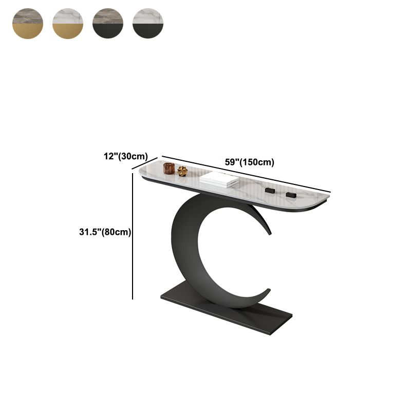 Abstract Metal Leg Half Moon Stain Resistant Console Table for Hall