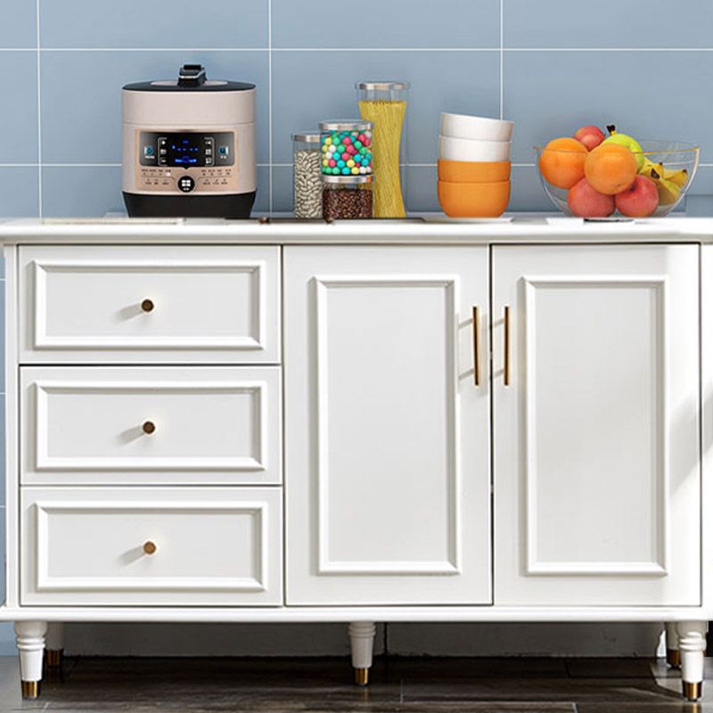 Wood Buffet Table Modern Side Board with Cabinets and Drawers