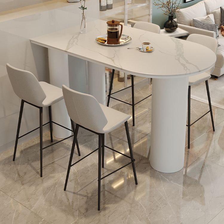 Glam Iron Bar Dining Table with White Stone Top Indoor Bistro Table