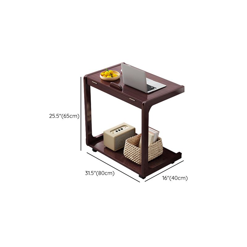 Wood Modern Writing Desk Rectangular Office Desk with Caster Wheels