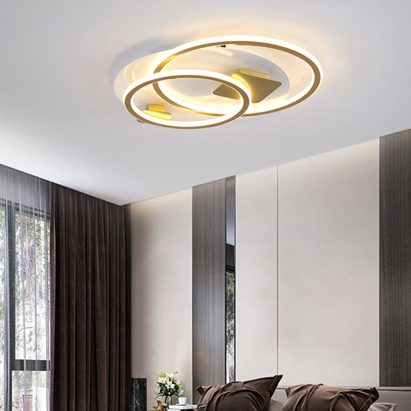 Contemporary Ceiling Lighting Gold Flush Mount Fixture with Metal for Living Room