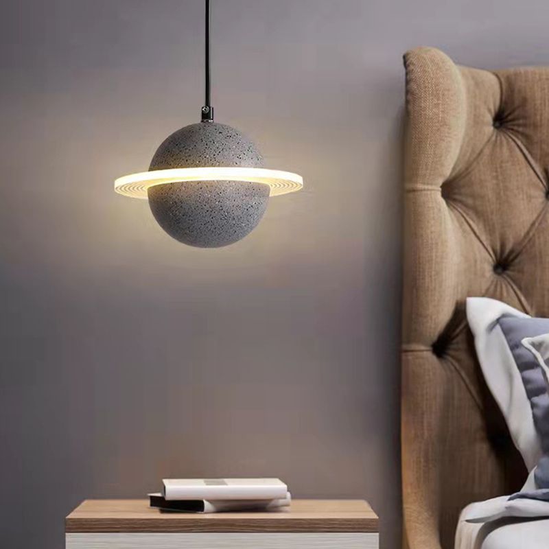 Modern Hanging Light Fixture 1-Light Stone Pendant Lamp with Acrylic Shade for Bedroom