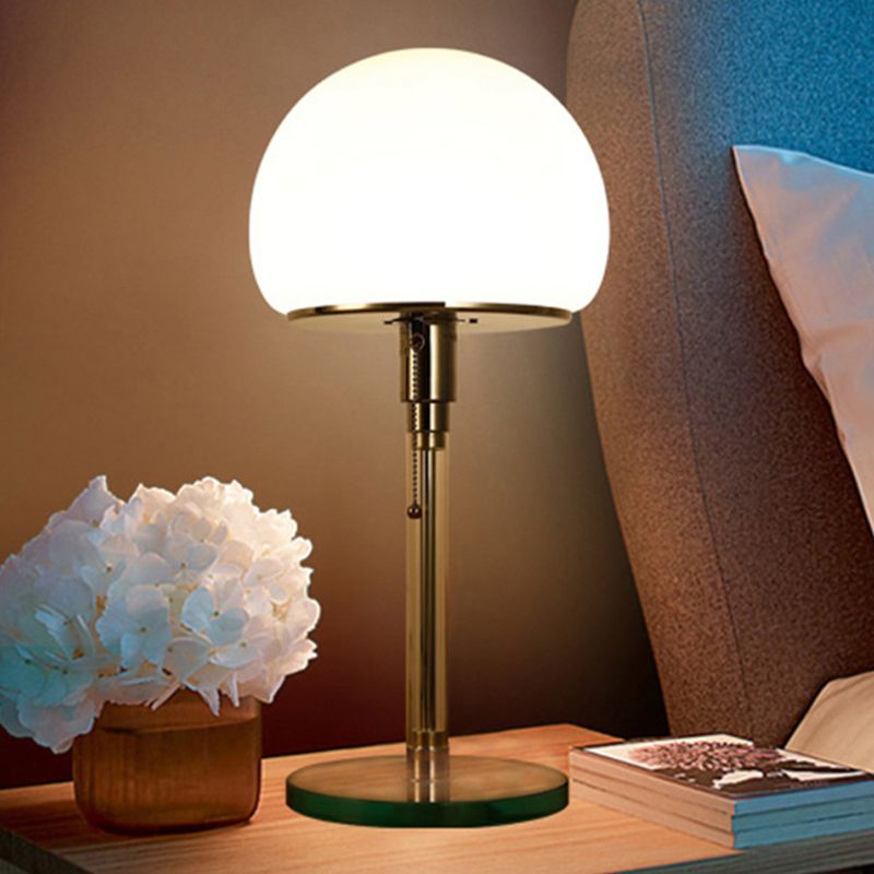 Domed Nightstand Lamp Contemporary White Glass 1 Bulb Reading Book Light in Blue