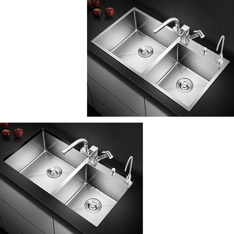 3 Holes Kitchen Sink Rectangle Stainless Steel Sink With Strainer