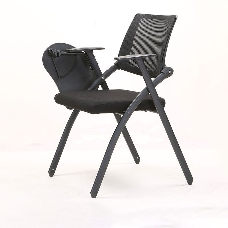 Contemporary Desk Chair Black Fixed Arms Low Back Office Chair