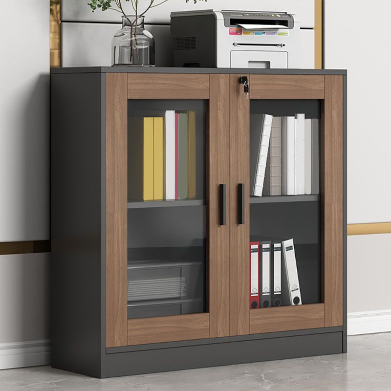 Contemporary File Cabinet Solid Wood Frame Vertical File Cabinet with Key Lock