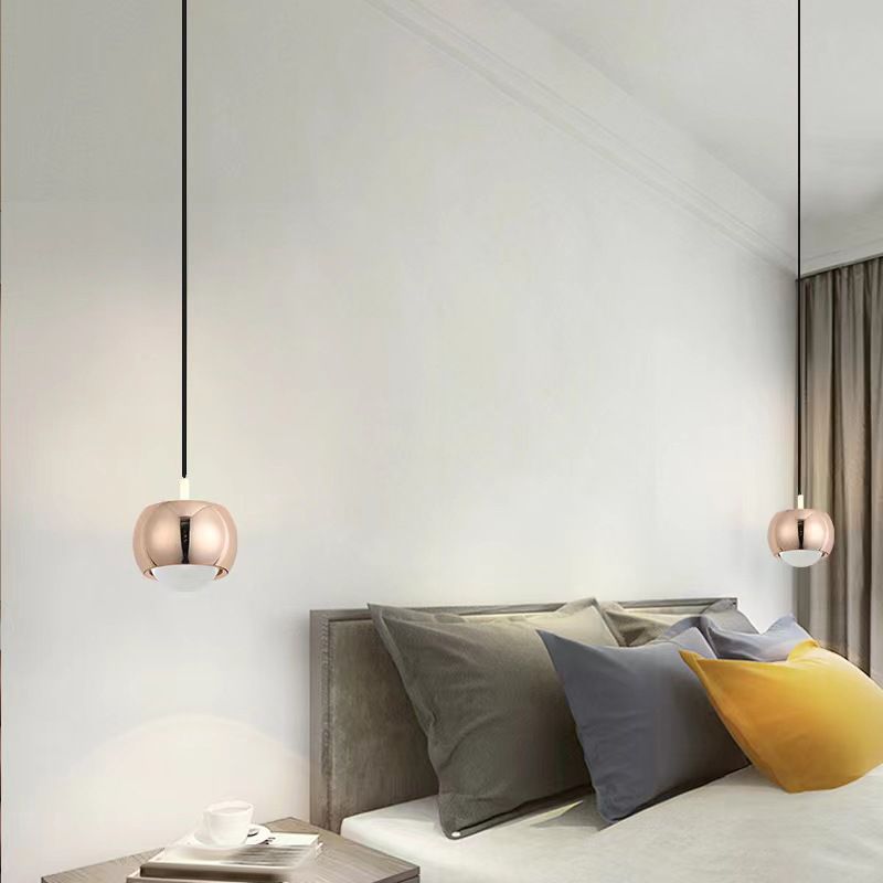 Postmodern Style Aluminum Pendant Light Colorful 4" Wide LED Hanging Pendant for Bedroom