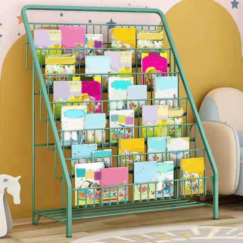 Contemporary Open Back Bookshelf Freestanding Metal Etagere Bookcase