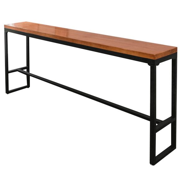 Pine Wood Bar Dining Table Industrial Bar Table with Black Trestle Base