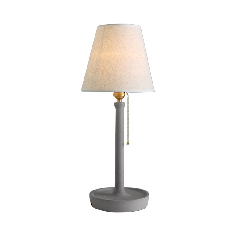 Tapered Desk Lamp in Nordic Style Cement 1 Light Grey/Red/Brown Standing Table Lamp with Pull Chain