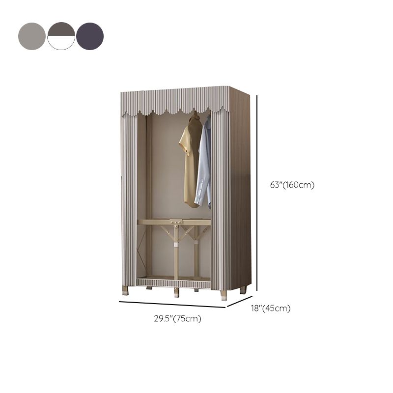 Foldable Metal Frame Wardrobe Armoire Freestanding Wardrobe with Shelves