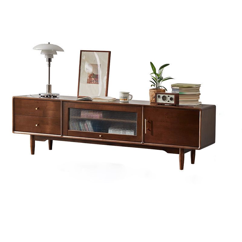 Solid Wood TV Media Console Contemporary TV Media Stand for Living Room