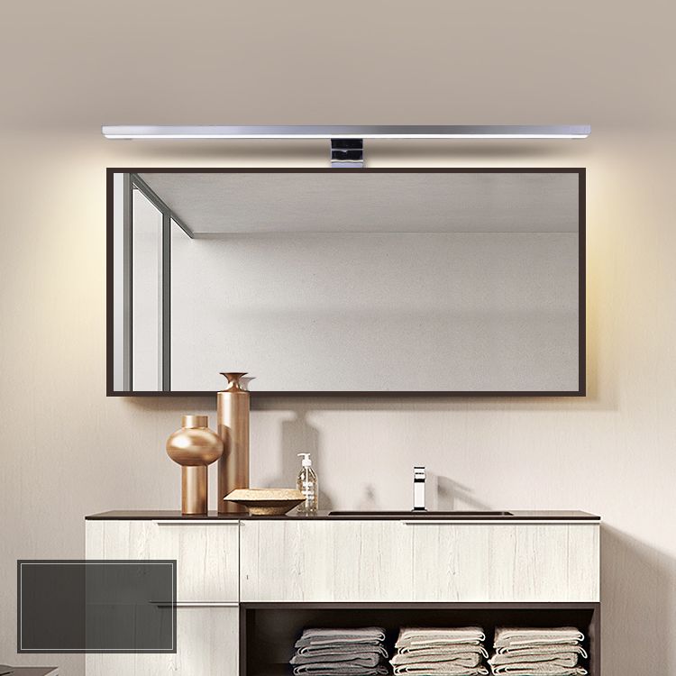 Lámpara de tocador rectangular cromado Luz de montaje de pared LED metálico moderna para baño