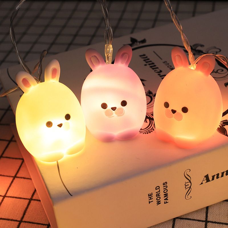 PVC Unicorn/Rabbit/Bear String Lamp Kids 10 Lights Multi-Color LED String Light Ideas for Children's Room, 4.9 Ft Long