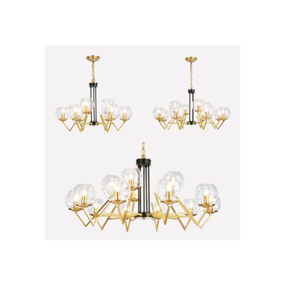 Candle Living Room Chandelier with Oval Shade Gold Modern Elegant Pendant Light in Gold Finish