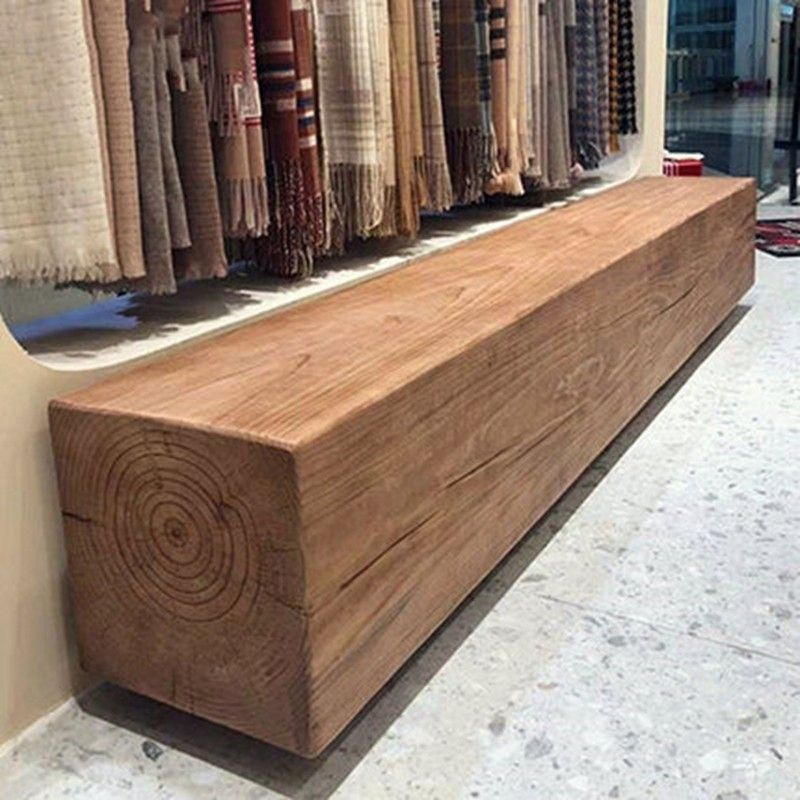 Modern Backless Entryway Seating Bench Solid Wood Rectangle Bench