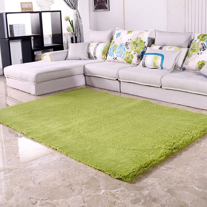 Puffy Multicolor Plain Rug Synthetics Minimalist Carpet Pet Friendly Anti-Slip Washable Rug for Living Room