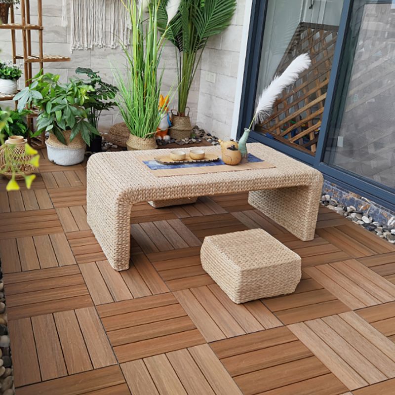 Engineered Square Flooring Tiles Water Resistant Interlocking for Patio Garden