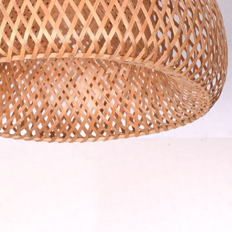 Contemporary Dome Shape Ceiling Light with Bamboo Shade for Living Room