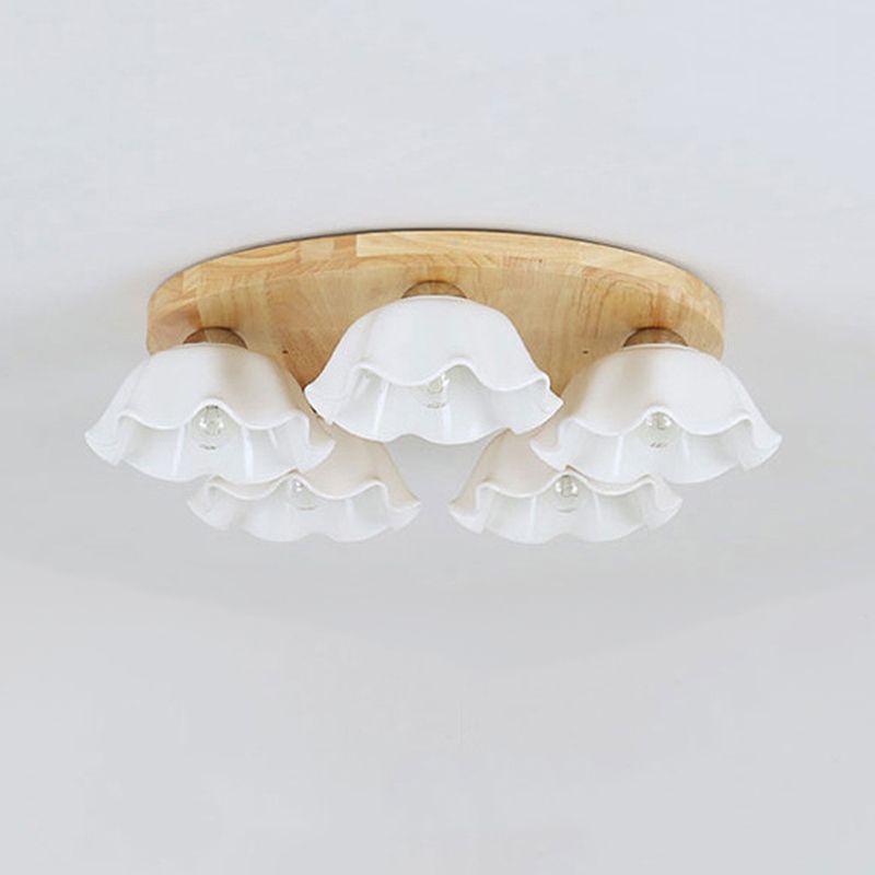 Ripples Shape Flush Light Modern Style Ceramic 3/5 Lights Flush Ceiling Light in White