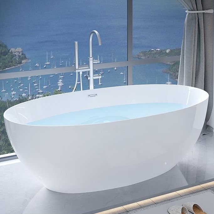 Oval Freestanding Soaking Bathtub Antique Finish Modern Bath Tub