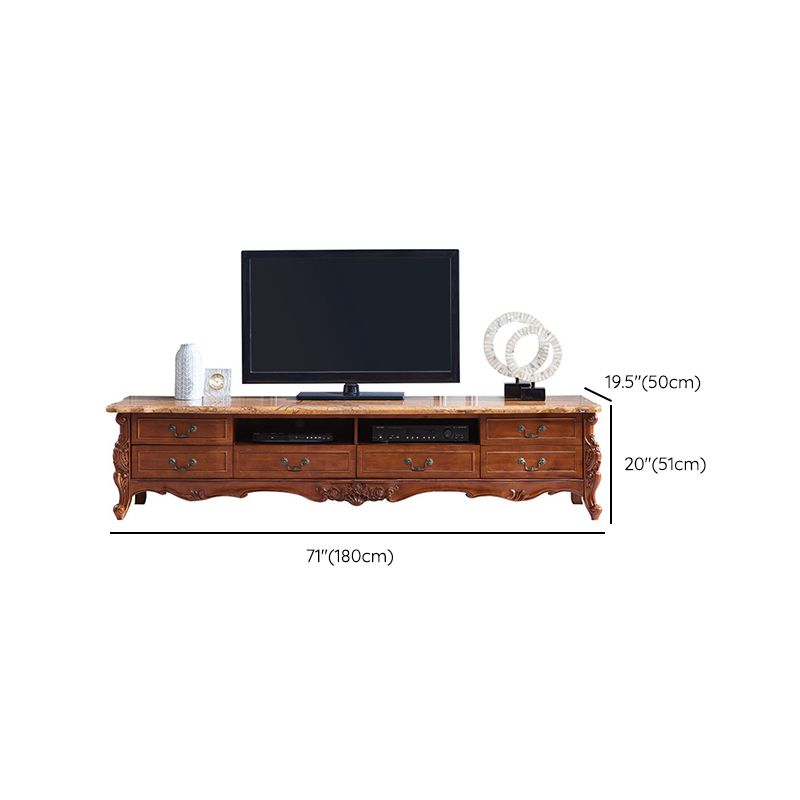 Traditional TV Media Stand Wooden TV Stand Console with 6 Drawers