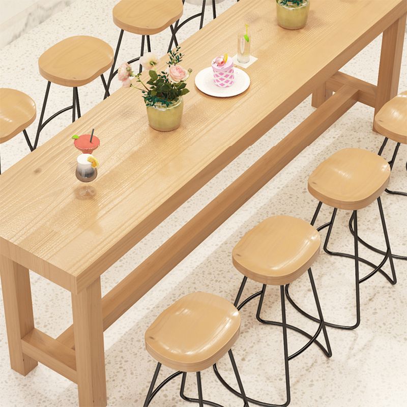 Contemporary Style Rectangle Bar Table Solid Wood Bistro Bar Desk for Indoor