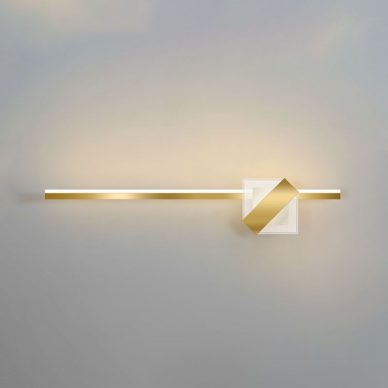 Metal Linear Shape Wall Light Modern 2-Lights Mirror Wall Mount Light Fixture