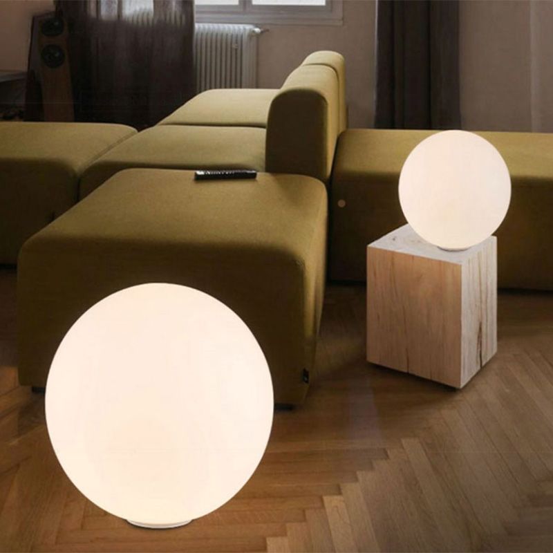 Global White Glass Table Light Minimalist Novelty 1 Head Nightstand Lamp