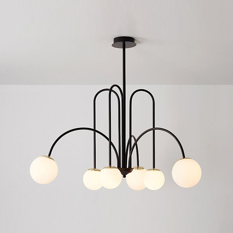 Modern Simple Chandelier Multi Lights Hanging Pendant Light Fixture with Glass Shade