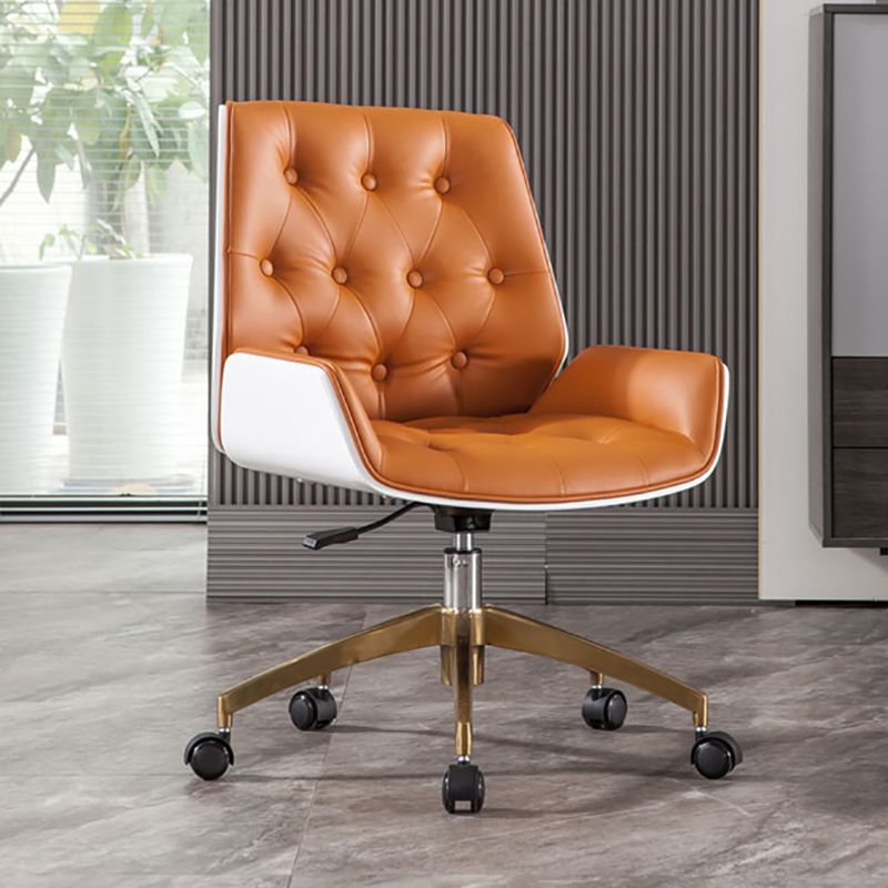 Modern Ergonomic Desk Chair Faux Leather Armless Office Chair