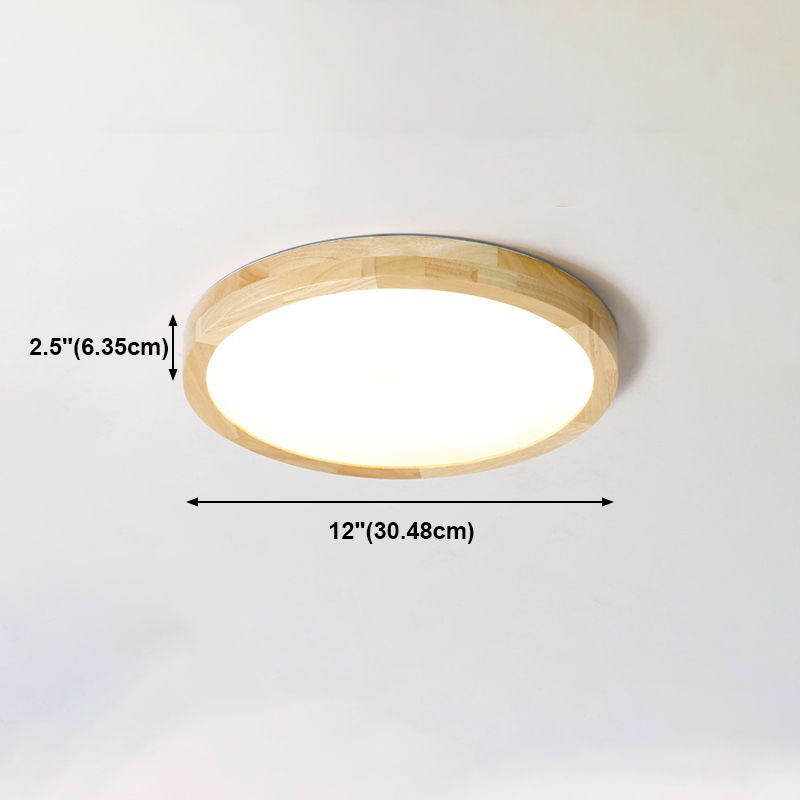 Modern Simplicity LED Flush Mount Circular Wooden Ceiling Light in Brown