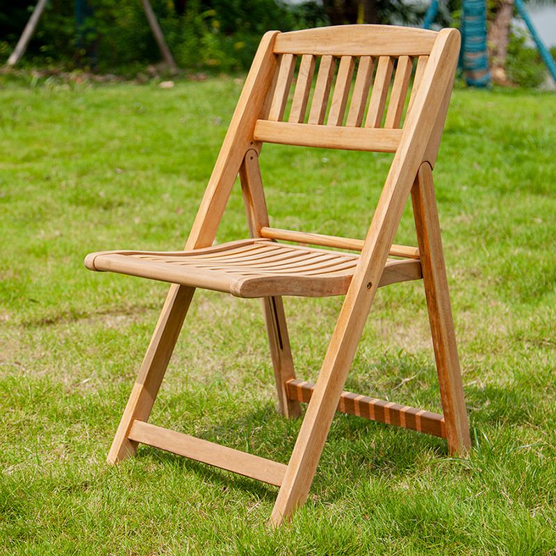 Modern Outdoor Bistro Chairs Solid Wood Armles Folding Patio Dining Chair