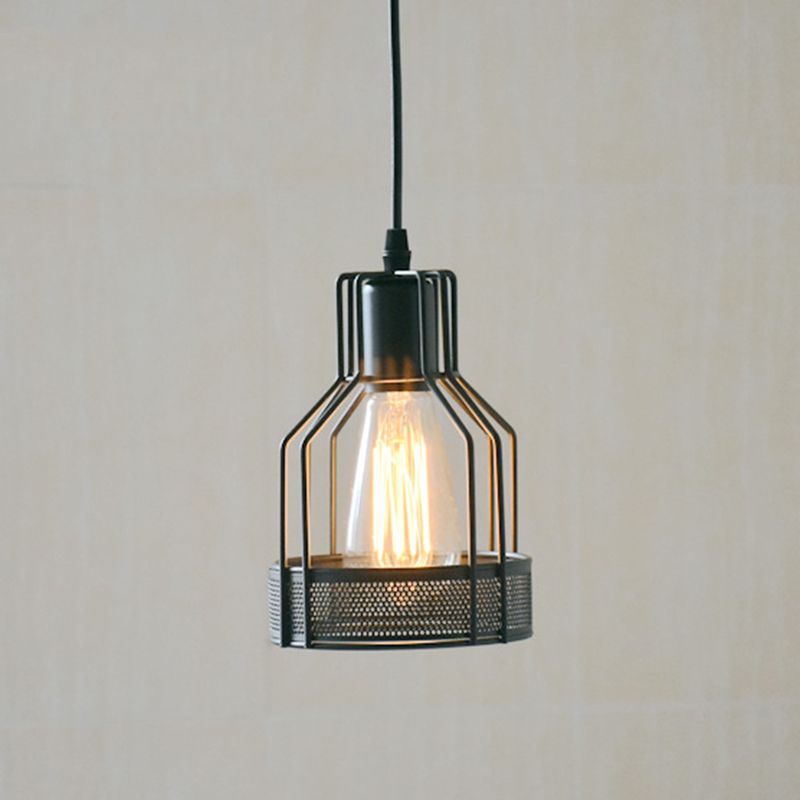 Industrial Classic Single Pendant Light Wrought Iron Hanging Lamp for Interior Spaces