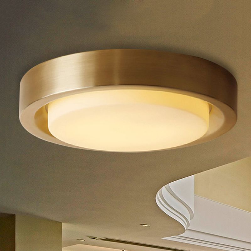 15 "/19" W ¬ †black/Brass ¬ †drum Plafond Light Fixture Classic ¬ †Frosted Glass ¬ †LED ¬ †Slaapkamer † †Flush Mount ¬ †in ¬ †White/Warm-†Light