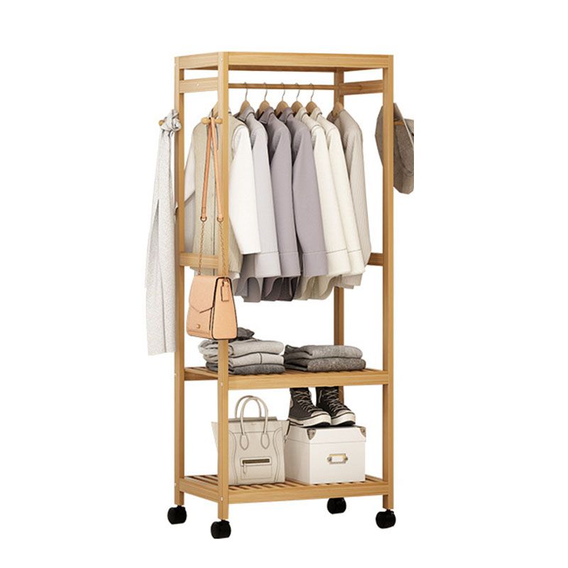 Wooden Coat Rack Modern Style Minimalist Household Floor-standing Coat Rack with Pulley