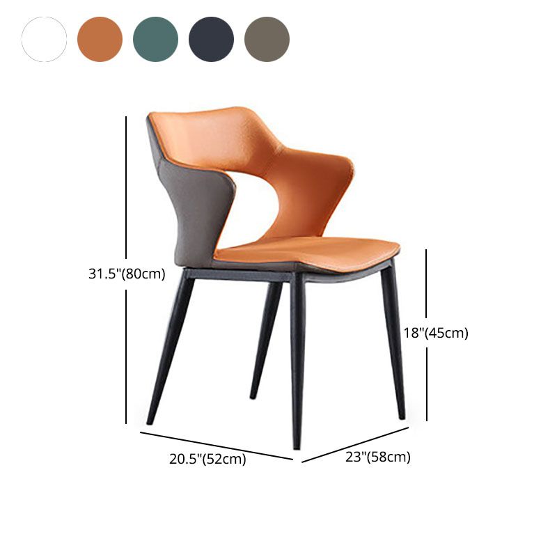 Contemporary Dining Chair Kitchen Open Back Arm Side Chair with Metal Legs