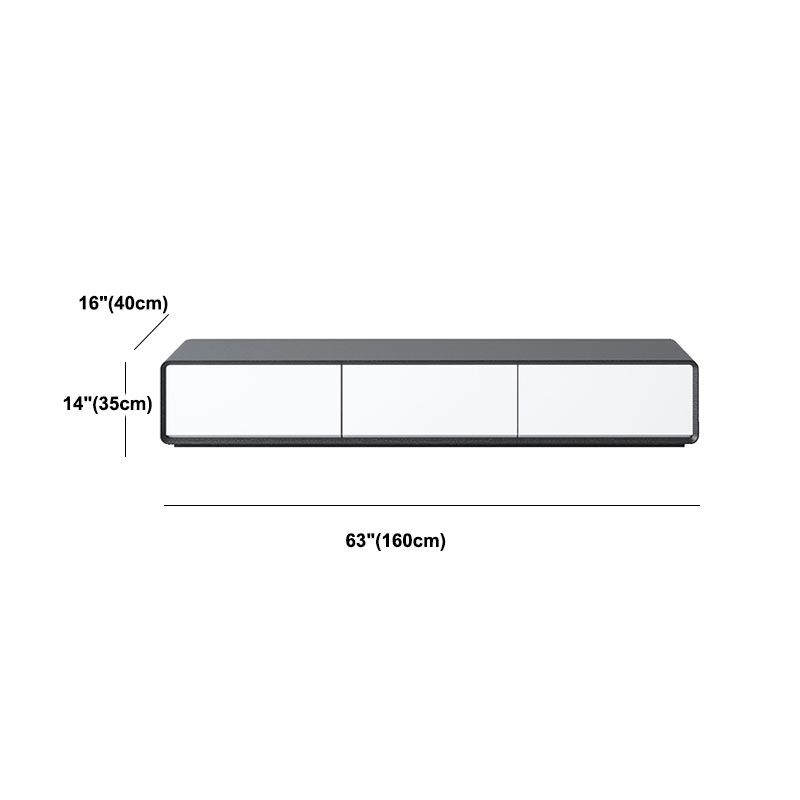 Contemporary 4-Drawer TV Console, Scandinavian TV Stand in White/ Black