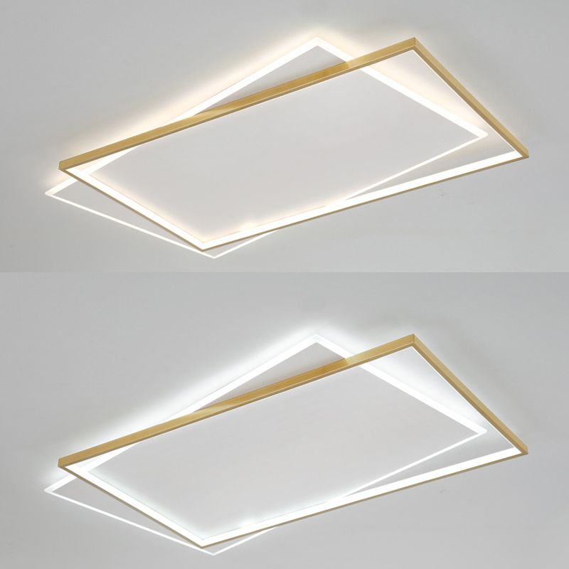 Modern Metal Flush Mount Geometric Shape Ceiling Light with Acrylic Shade